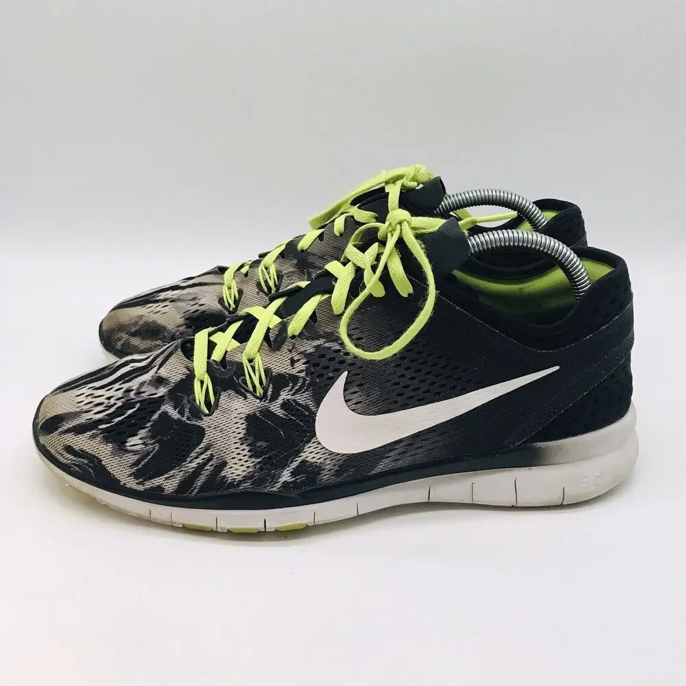 Nike Free 5.0 TR Fit 5 Print Sneakers Black & White Women 10.5 Shoes 704695-014